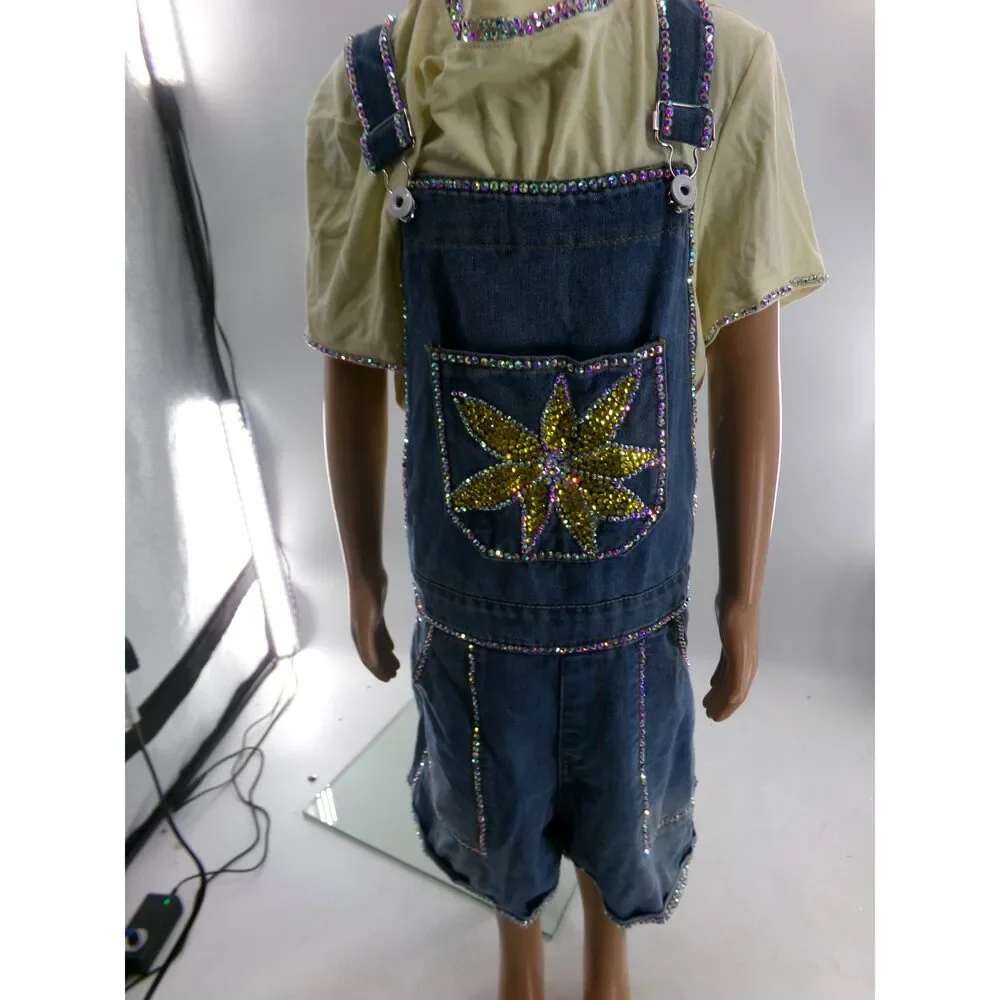 Pre-Owned Dance Costume Large Child Denim Overalls Jazz Tap Clogging Musical Th